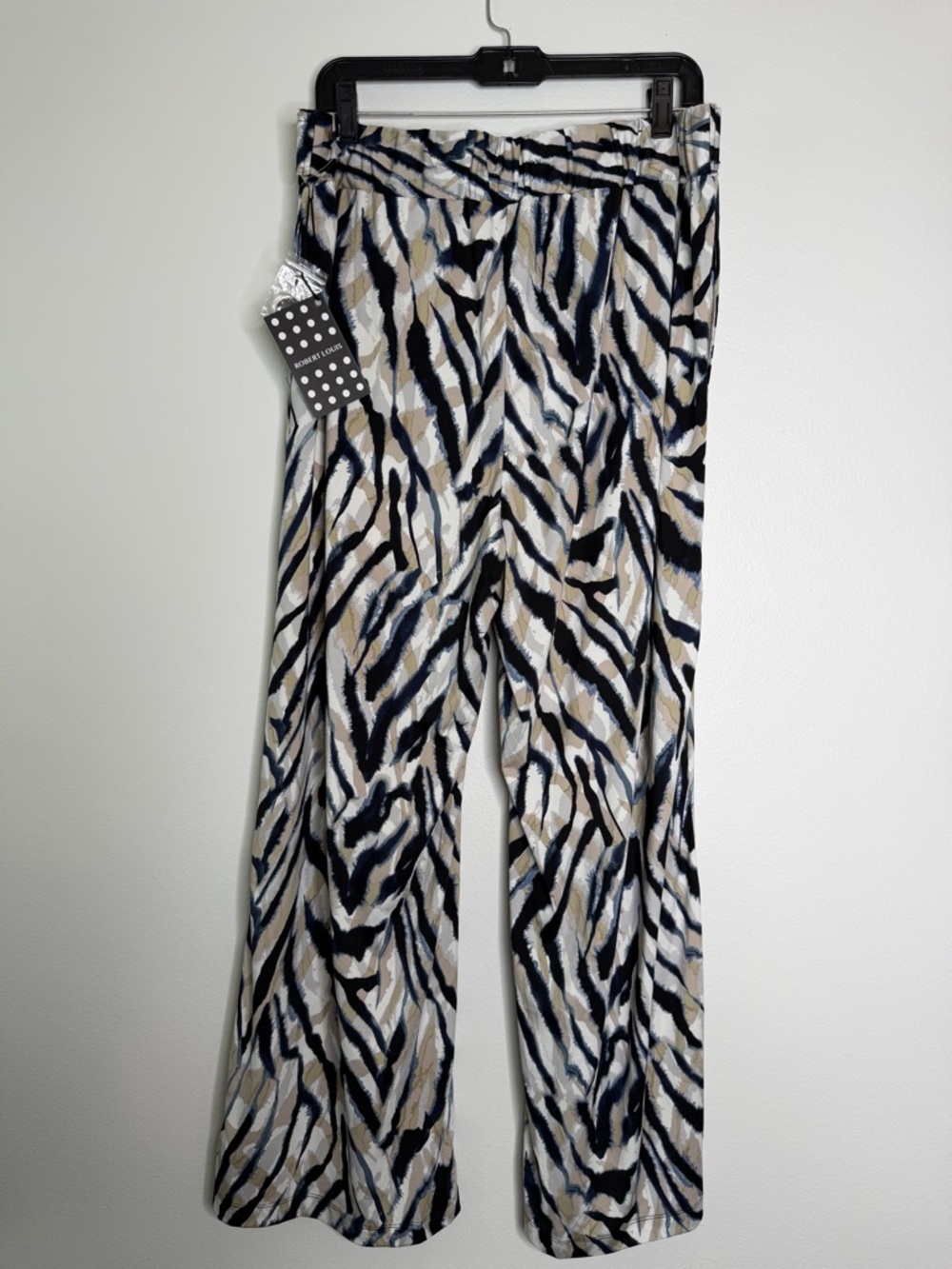 Robert Louis Zebra-Print Wide Leg Pants in Black White and Beige - Picture 3 of 9